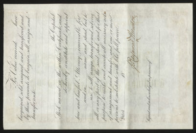 Backside shows various legal language including signatures and dates
