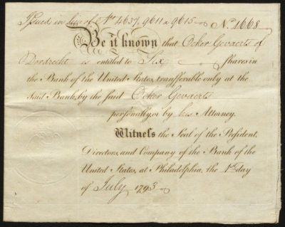 Certificate with brown ink shows handwritten language and signatures
